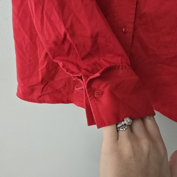 Worthington Top Women's Size 6 Red Button Up Shirt Long Sleeve Stretch Workwear - Picture 4 of 10